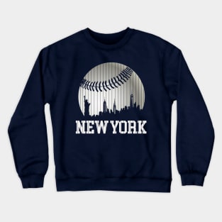 New York NY Skyline Baseball Stripes For Gameday Retro Style Crewneck Sweatshirt